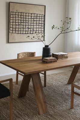 Ensemble de table à manger en bois massif moderne pour salle à manger et cuisine