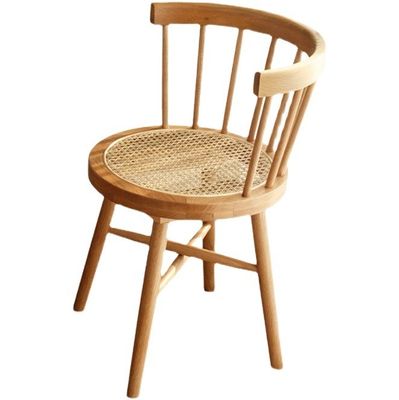 Meubles de salle à manger de style nordique moderne Chambre de couverture en rotin Chaise arrière en bois avec finition nitrolacque