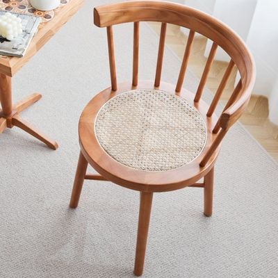 Meubles de salle à manger de style nordique moderne Chambre de couverture en rotin Chaise arrière en bois avec finition nitrolacque