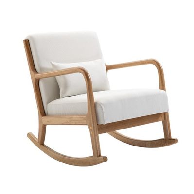Cadre en bois de caoutchouc Chaise basculante unique nordique Sofa moderne pour petits appartements Balcon et chambre À la demande du client