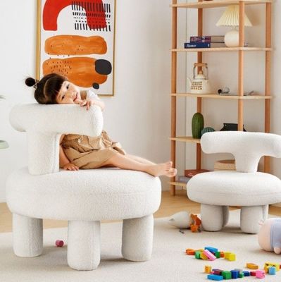 Chaise de canapé en bois massif en laine d'agneau nordique moderne pour salle d'attente et salle à manger