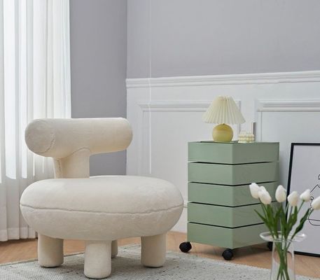 Chaise de canapé en bois massif en laine d'agneau nordique moderne pour salle d'attente et salle à manger