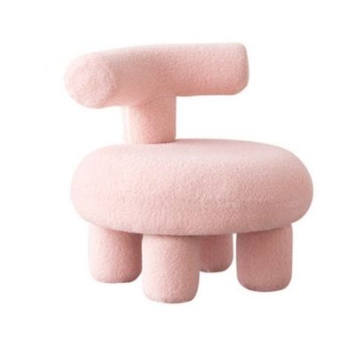 Chaise de canapé en bois massif en laine d'agneau nordique moderne pour salle d'attente et salle à manger