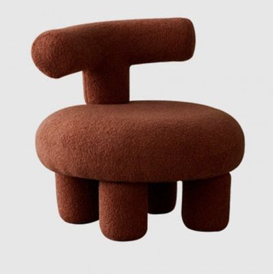 Chaise de canapé en bois massif en laine d'agneau nordique moderne pour salle d'attente et salle à manger