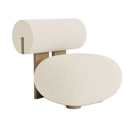 Chaise de salon avec une jambe en bois créative moderne en bois de style loisir chaise de canapé simple en laine d'agneau W70*D81*H71CM