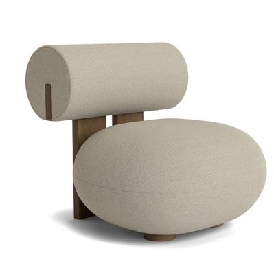 Chaise de salon avec une jambe en bois créative moderne en bois de style loisir chaise de canapé simple en laine d'agneau W70*D81*H71CM