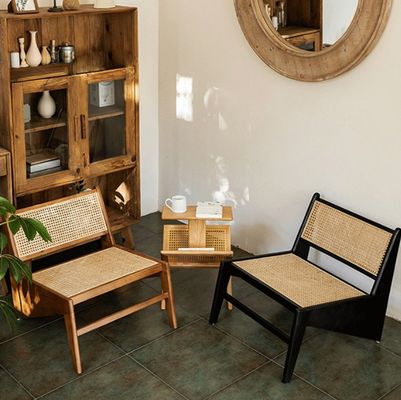 Moderne Design Loisirs Chaises de salon Meubles en bois Chaises de salon avec cadre de chêne naturel Chaise en bois de rotin