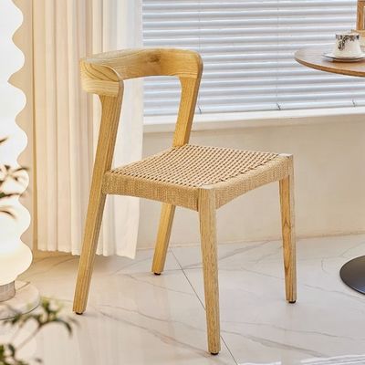 Chaise de restaurant en bois massif moderne avec siège à corde et logo personnalisé accepté