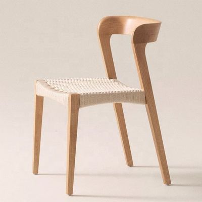 Chaise de restaurant en bois massif moderne avec siège à corde et logo personnalisé accepté