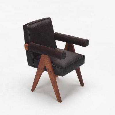 Couverture amovible Chaise de salon en tissu Café-boutique fauteuil rembourrée Chaise à manger en bois Chaise de café Chaise canapé