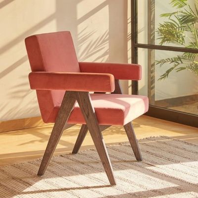 Couverture amovible Chaise de salon en tissu Café-boutique fauteuil rembourrée Chaise à manger en bois Chaise de café Chaise canapé