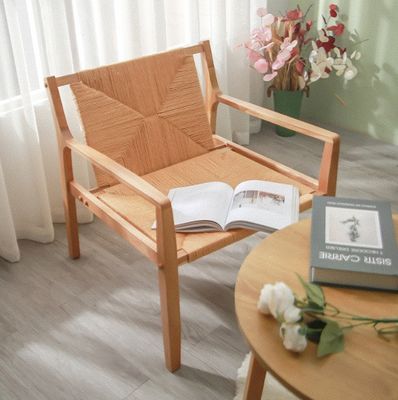 Design naturel bois de chêne tissu à cordon appuie-bras canapé chaises pour la cuisine meubles en bois massif dans le style de cuisine