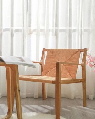 Design naturel bois de chêne tissu à cordon appuie-bras canapé chaises pour la cuisine meubles en bois massif dans le style de cuisine