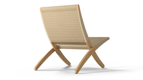 Chaise à manger Nordic Lounge Chaise en bois massif Design classique à corde tissée non pliable