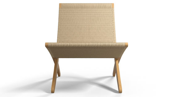 Chaise à manger Nordic Lounge Chaise en bois massif Design classique à corde tissée non pliable