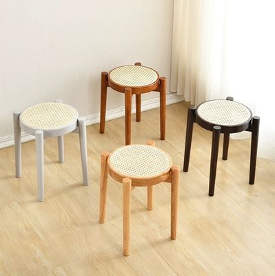 Chaise à manger en rotin populaire en bois en caoutchouc pour restaurant en bois massif