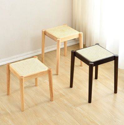 Chaise à manger en rotin populaire en bois en caoutchouc pour restaurant en bois massif