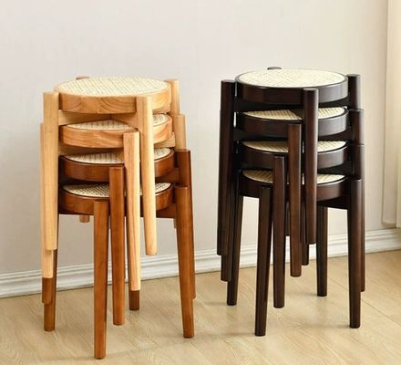 Chaise à manger en rotin populaire en bois en caoutchouc pour restaurant en bois massif