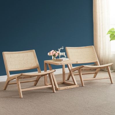 Chaise à manger en bois de cendres de style moderne et chaise de salon en rotin W65*D80*H69CM pour la décoration de bâtiments de bureaux modernes