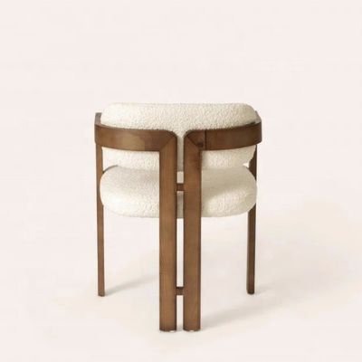 Moderne design de laine d'agneau/matériau de velours simple chaise de salle à manger en bois massif avec style de chaise élévatrice et logo personnalisable