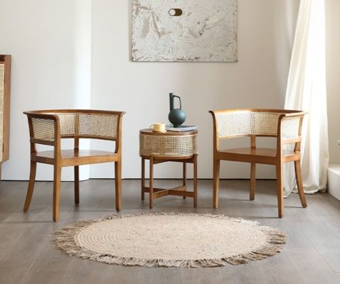 Accueil Meubles Morden Nordique Tissue de canne Noir Rarran Chaise de couchage Chaise en bois Vicker pour les hôtels Chaises de salle à manger rembourrées