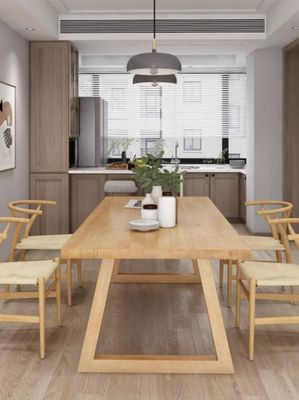 Ensemble de meubles de table en bois massif pour salle à manger et cuisine L120*W70*H75CM