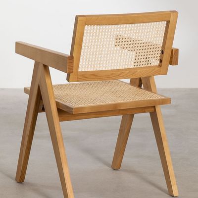 Chaise à manger pliable en rotin naturel pour événements et meubles de maison en bois de cendres moderne