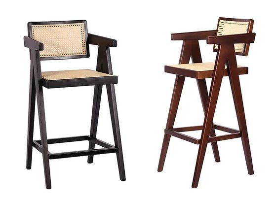 Chaise haute en bois massif avec dossier et bras naturel/noix/noir