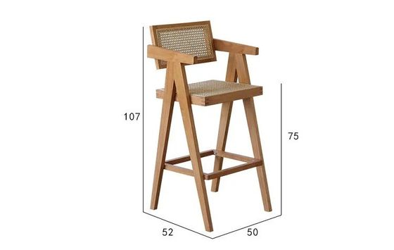 Chaise haute en bois massif avec dossier et bras naturel/noix/noir