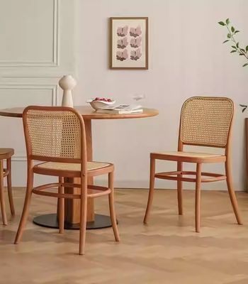 Chaise à manger en bois massif en rotin à dos pour meubles de salle à manger W47.4CM*D44.6CM*H83.5CM