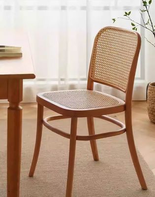 Chaise à manger en bois massif en rotin à dos pour meubles de salle à manger W47.4CM*D44.6CM*H83.5CM