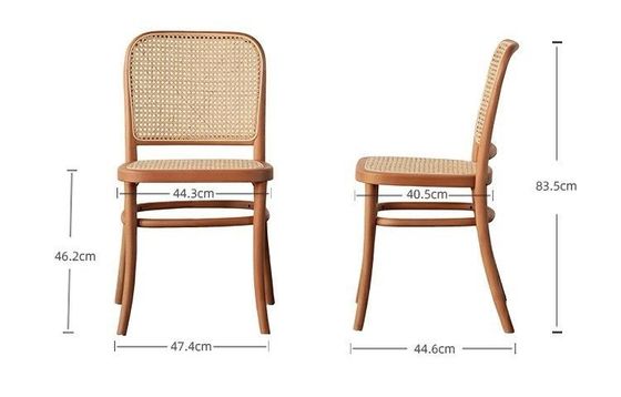 Chaise à manger en bois massif en rotin à dos pour meubles de salle à manger W47.4CM*D44.6CM*H83.5CM