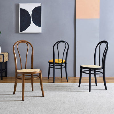 Design personnalisé tissé en rotin naturel en bois massif Chaise à manger Meubles pour les restaurants modernes