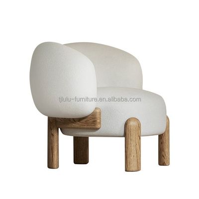 NO Chaise de canapé en bois plié Nordic Lounge Leisure en couleur naturelle/noix avec coussin