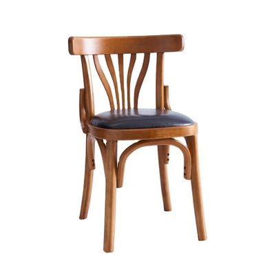 Chaise de salle à manger en bois sans bras avec couverture en cuir en PU et structure en bois