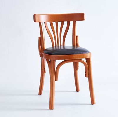Chaise de salle à manger en bois sans bras avec couverture en cuir en PU et structure en bois