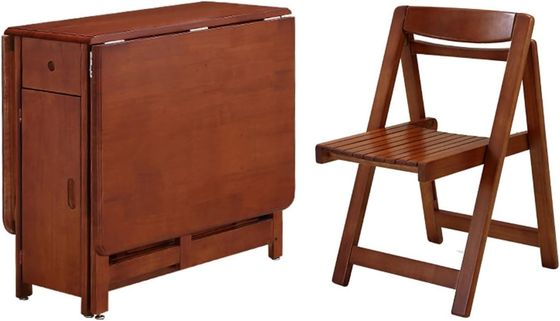 Table à manger pliante en bois massif en couleur noyer américain avec cadre et style solides