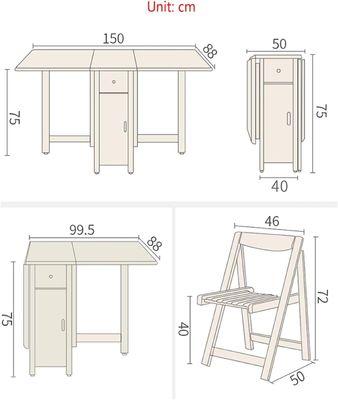 Table à manger pliante en bois massif en couleur noyer américain avec cadre et style solides