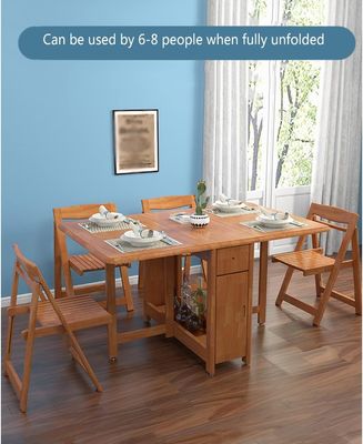 Table à manger pliante en bois massif en couleur noyer américain avec cadre et style solides