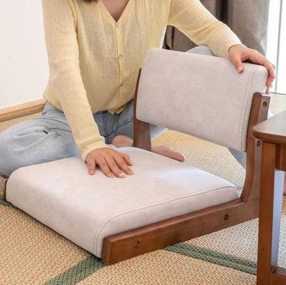Chaise de thé au sol sans jambes en bois tatami japonais personnalisé avec soutien du dos