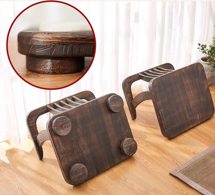 Chaise de sol en bois massif Finition nitrolacquer et soutien du dos pour le tatami japonais Chaise de thé sans jambes en bois
