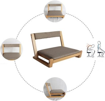Assise confortable en bois massif chaise de sol tatami japonaise avec soutien du dos