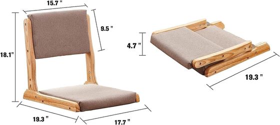 Emballage du courrier Y Chaise de loisirs de style tatami japonais Chaise de thé sans jambes en bois avec dossier