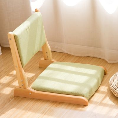 Chaise de salon de style moderne Tatami en bois japonais Chaise de thé au sol sans jambes avec soutien arrière Chaise de sol en bois massif
