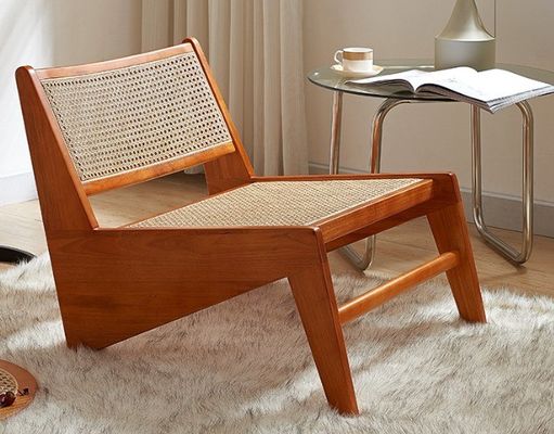 Design de chaise de salon Chaise classique en rotin en bois massif pour salon nordique et meubles contemporains