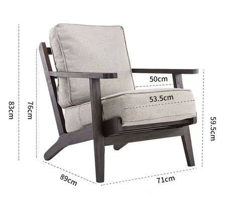 Chaise en bois massif rembourrée en tissu Nitrolacquer Finition Chaise de salon de loisirs