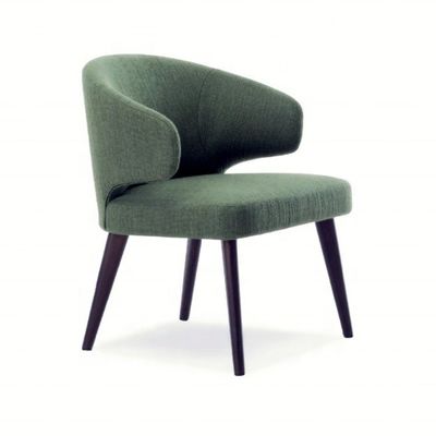 OEM Oui Salle à manger Pieds en bois fauteuil en velours Siège unique Repose-haies aile Chaises à manger pour meubles de restaurant de luxe