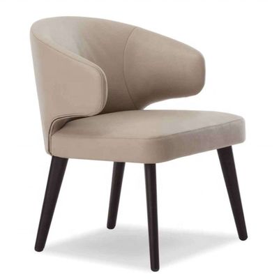 OEM Oui Salle à manger Pieds en bois fauteuil en velours Siège unique Repose-haies aile Chaises à manger pour meubles de restaurant de luxe