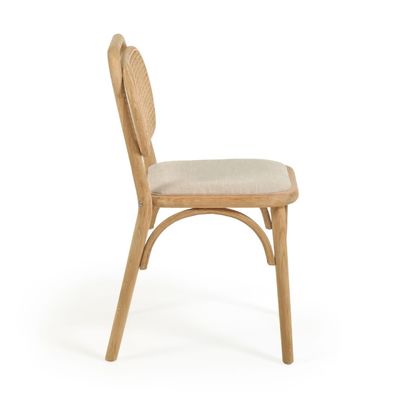 Meubles de salle à manger Chaise à manger en lin blanc avec coussinet et dossier incurvé Couleur noyer en bois en couleur personnalisée