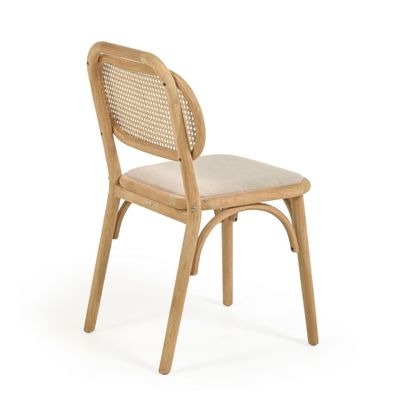Meubles de salle à manger Chaise à manger en lin blanc avec coussinet et dossier incurvé Couleur noyer en bois en couleur personnalisée